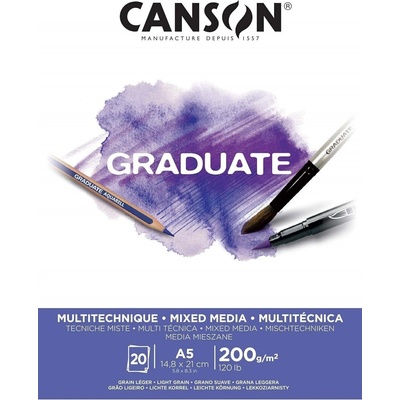 Canson Pad Graduate Mixed Media Скицник 20 A5 200 g White (C400110376)