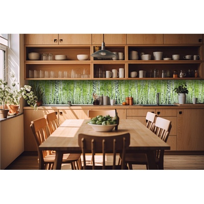 Фототапет за кухня - пролетна брезова горичка 420 x 60 см