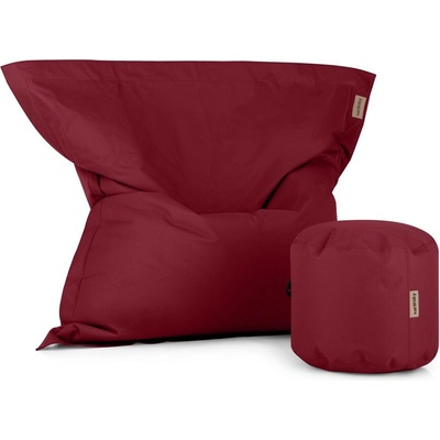 SakyPaky set Kanafas sedací vak s taburetem červená