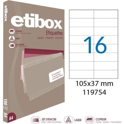 Etikety univerzálne 105x37mm Etibox A4 100 hárkov