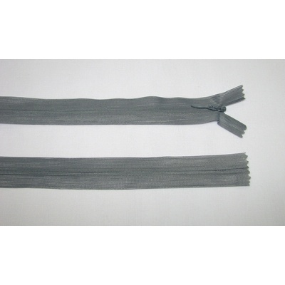 Zips krytý 3mm nedeliteľný 60cm šedý dederon