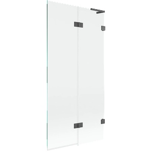 Mexen Lunar L параван за баня 2-крилен десен 90 x 150 см, прозрачен, четка в цвят gun gray - 897L-090-100-66-00-P (897L-090-100-66-00-P)