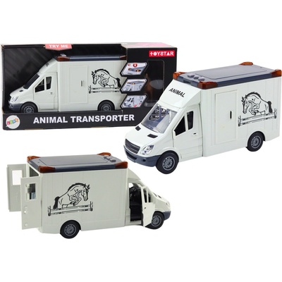 Lean Toys Koňský transportér s otevíracími dveřmi s osvětlením a zvukem Bílá