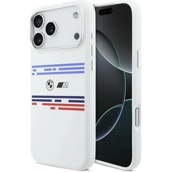 BMW M силиконов хоризонтален калъф MagSafe за iPhone 17 Pro Max - бял