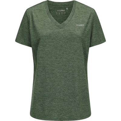 USA Pro Дамска тениска USA Pro Tech V Tee Ladies - Forest Green