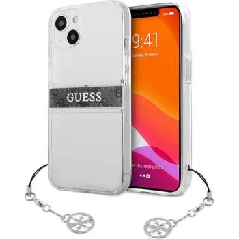 GUESS Калъф Guess GUHCP13SKB4GGR 4G, сив Strap Charm, за iPhone 13 mini, прозрачен (GUE001617-0)