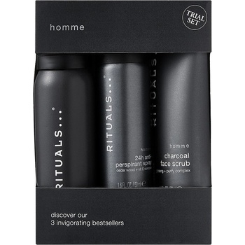 Rituals Homme sprchová pěna Homme 50 ml + antiperspirant Homme 50 ml + pleťový peeling Homme 70 ml dárková sada