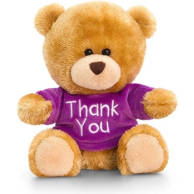 Keel Toys - Плюшено мече с лилава тениска - Thank you