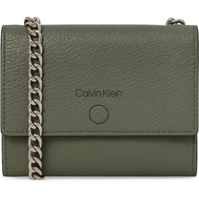 Calvin Klein dámská kožená clutch s řetízkem grn