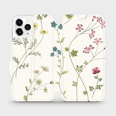 Pouzdro Mobiwear parádní flip Apple iPhone 11 Pro - MD03S Tenké rostlinky s květy