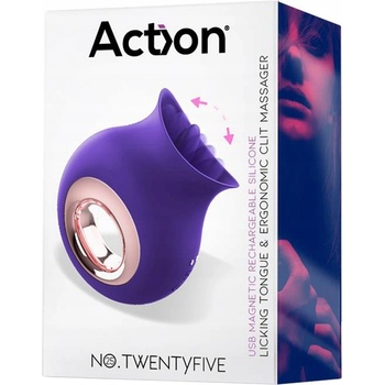Action No. TwentyFive Licking Tongue Ergonomic Clitoris Massager Purple