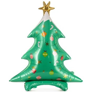 Party Deco Стоящ Фолиев Балон "Коледна Елха", 78x94 см