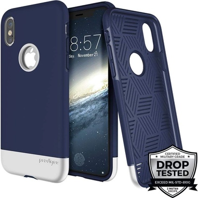 Prodigee Fit Pro Case - хибриден слайдер кейс за iPhone XS, iPhone X (тъмносин-сребрист)
