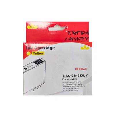 Compatible ГЛАВА ЗА BROTHER DCP J132/J152/J552/J752/J4110/MFC J470/J870/J4410/J4510 - HIGH CAPACITY - Yellow - LC123YXL (LC-123YXL) - PN BI-LC123XLY - NEOMAX (BI-LC123XLY)