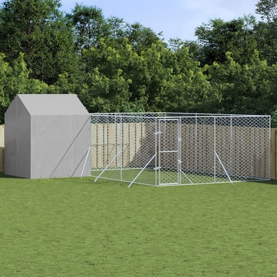 vidaXL Venkovní psí kotec se střechou a bočními stěnami stříbrný 600 x 600 x 250 cm ocel 9799.3190479