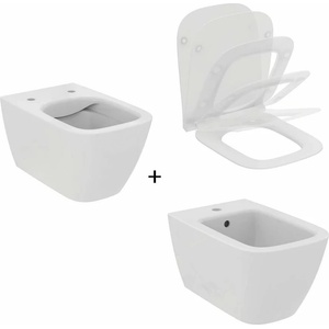Ideal Standard Комплект за окачване на тоалетна чиния Ideal Standard I. life B бял, с биде и тънък капак с плавно затваряне (T461401+T500301+T461501)