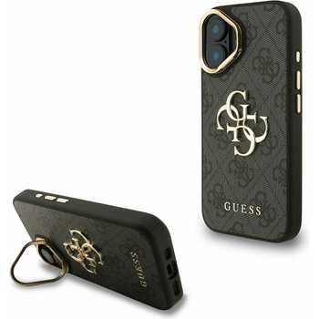 GUESS PU 4G Metal Logo Stand Camera Frame Заден калъф за iPhone 16 Black Guess | Cheren | ЖЕНИ | UNI