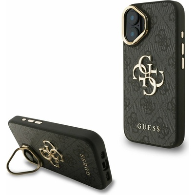 GUESS PU 4G Metal Logo Stand Camera Frame Заден калъф за iPhone 16 Black Guess | Cheren | ЖЕНИ | UNI