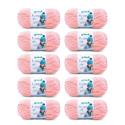 Wolle Funny uni - soft chenille wool for crocheting - cuddly and skin-friendly - 100% polyester - 10 balls 100 g / 120 m - needle size 5-6, apricot - 3442-28