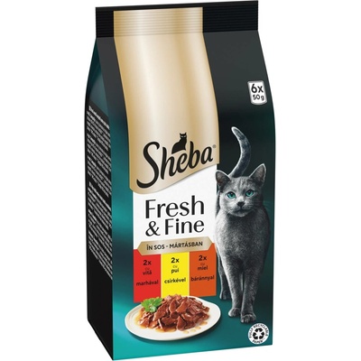 Sheba Fresh & Fine in Gravy s Hovězím Kuřecím a Jehněčím 6 x 50 g