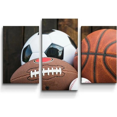 Sablio Obraz - 3-dílný Sportovní míče - 75x50 cm