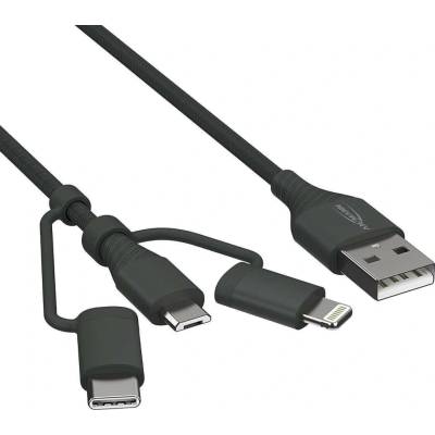 Ansmann 456846 USB-A - USB-C + microUSB + Lightning 1,2m černý