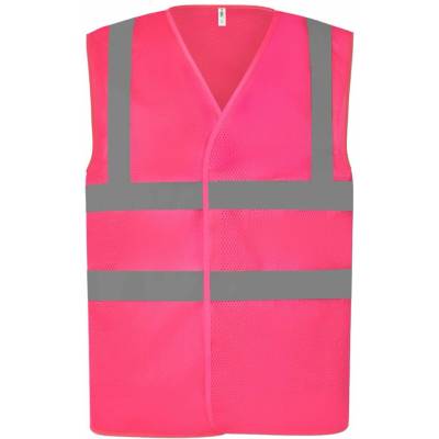 Yoko Hi-Vis síťovaná bezpečnostní vesta HVW120 růžová
