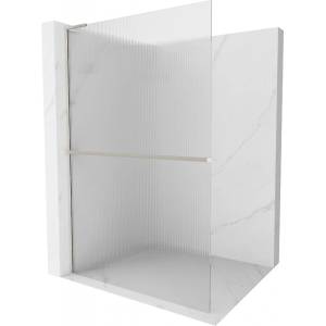 Mexen Kioto+ L душ кабина със стъклена стена с рафт Walk-in 110 x 200 см, райе, полиран никел - 800-110-123-97-09 (800-110-123-97-09)
