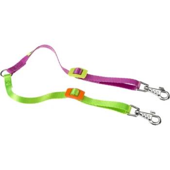 Ferplast Тwin Colors - Регулируем повод за две кучета, 25-36 см/10 мм. зелено-лилав