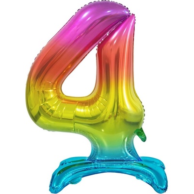 Nafukovací stojící číslice 4 duhová fólie 74cm