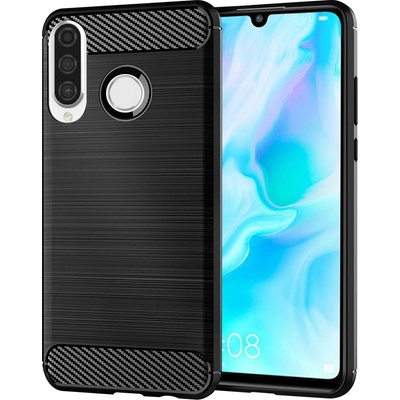 Techsuit Carbon Silicone puzdro pre Huawei P30 lite / P30 lite New Edition – čierne