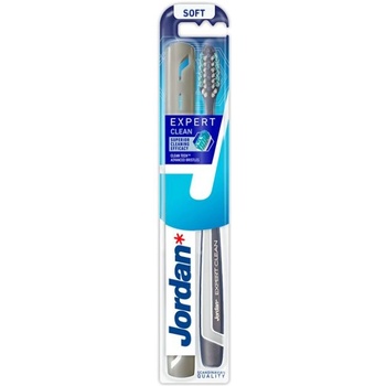 Jordan Expert Clean Антиплакова четка за зъби с кутийка, Soft, асортимент