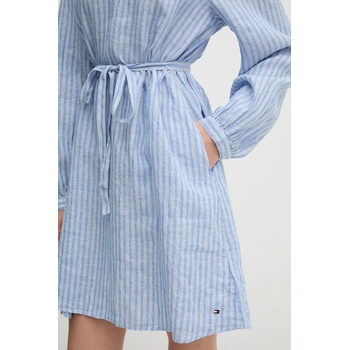 Tommy Hilfiger Ленена рокля Tommy Hilfiger в синьо къса разкроена WW0WW44666 (WW0WW44666)