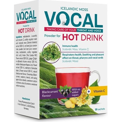 Vocal Hot Drink prášok na prípravu nápoja s príchuťou čiernych ríbezlí 10 vrecúšok