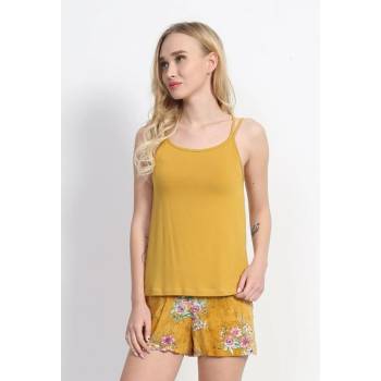Лятна пижама в наситено жълто с цветя