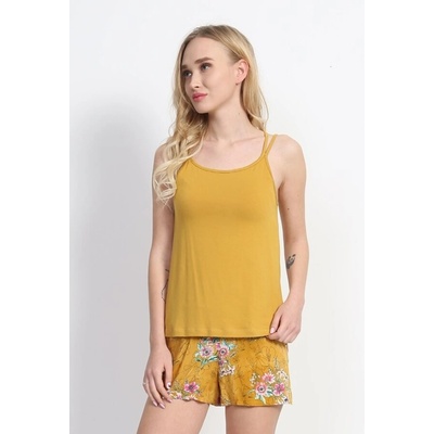 Лятна пижама в наситено жълто с цветя