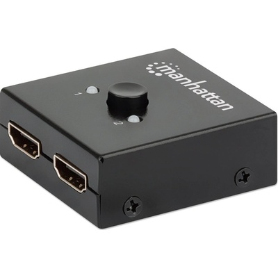 Manhattan HDMI Splitter/Switch 2-Port, [email pčervenáected], Bi-Directional, Black, Displays output from x1 HDMI source to x2 HD displays (same output to both displays) – Hledejceny.cz