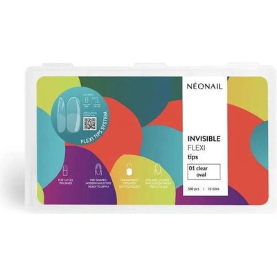 Neonail flex nech špičky na predĺž nechtov Invisible Flexi Tips 01 Clear Oval 300 ks