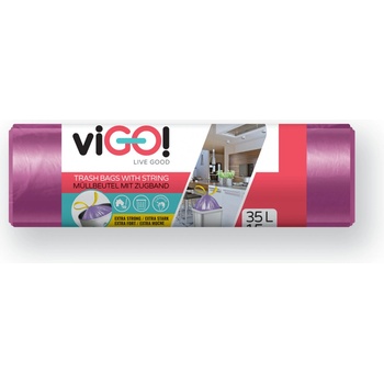 viGO! Pytle zatahovací LDPE 35l 25µm 15ks fialové