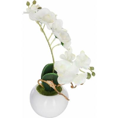 Atmosphera Bílá umělá orchidej v květináči, 25 cm