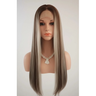 Brigitte dlhá lace front melirovaná blond - hnedá parochňa