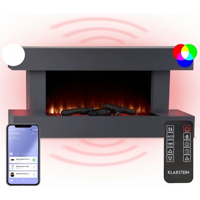 Klarstein Studio Light & Fire 1 Smart elektrický krb 1000/2000 W, MDF, WiFi Control Krémová