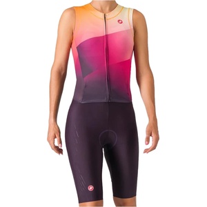 Castelli Дамски скин за колоездене Castelli Women's Free Sanremo Tri Suit Sleeveless Cycling skinsuit - Dark Night Shade / Vivid Orange - размер XL (102-4515-0215)