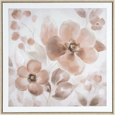 Ručne maľovaný obraz na v ráme 60x60 cm – svetlobéžový