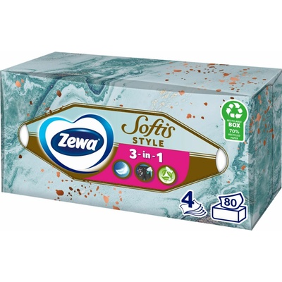Zewa Softis Style Box papierové vreckovky 4-vrstvové 80 ks