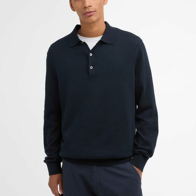 Barbour Pima Cotton Knitted Polo Shirt Navy