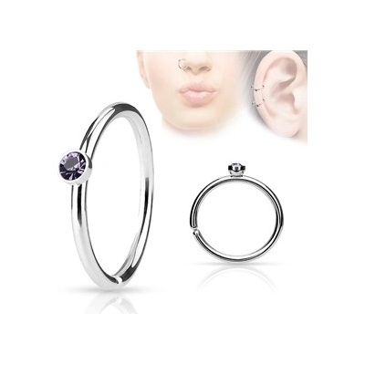 Šperky4U piercing do nosu ucha kruh se světle fialovým kamínkem N01161-TZ