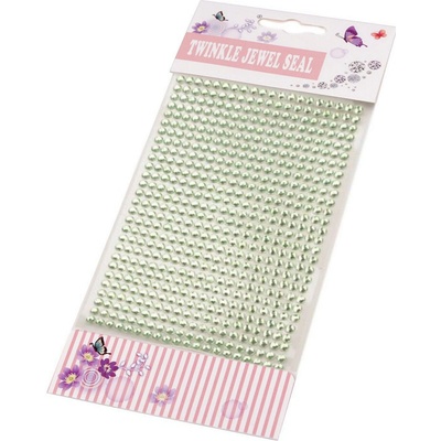 Samolepící kamínky na proužku 4 mm, zelená pastel