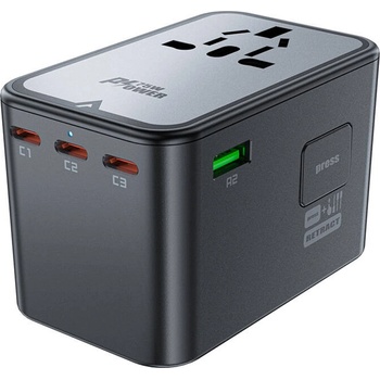 Image 1 of ACEFAST Z1 Multifunctional World Travel Wall Charger GaN, 67W - захранване с 3xUSB-C и 2xUSB-A изхода и преходници за цял свят в едно устройство за мобилни устройства (черен)