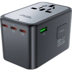 ACEFAST Z1 Multifunctional World Travel Wall Charger GaN, 67W - захранване с 3xUSB-C и 2xUSB-A изхода и преходници за цял свят в едно устройство за мобилни устройства (черен)